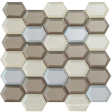 Color Mixture Cold Spray Frosted Hexagon Glass Mosaic Tile Factory